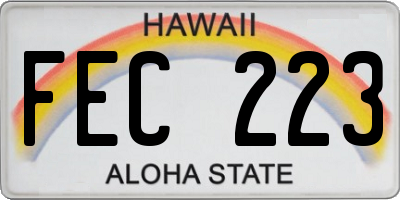HI license plate FEC223