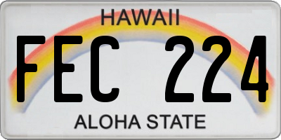 HI license plate FEC224
