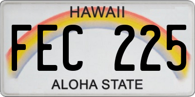 HI license plate FEC225