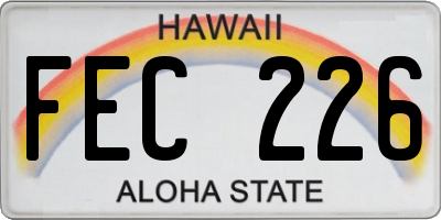 HI license plate FEC226