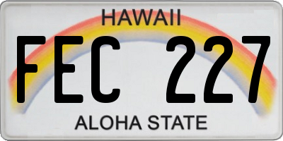 HI license plate FEC227