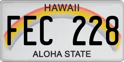 HI license plate FEC228