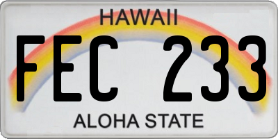 HI license plate FEC233