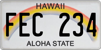 HI license plate FEC234