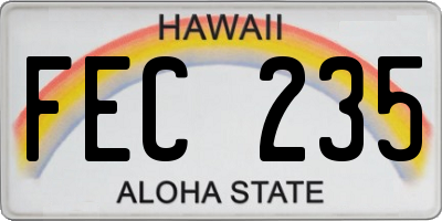 HI license plate FEC235