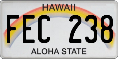 HI license plate FEC238