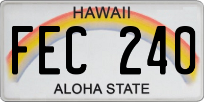 HI license plate FEC240