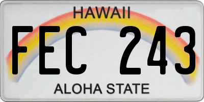 HI license plate FEC243