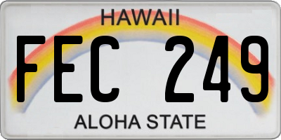 HI license plate FEC249