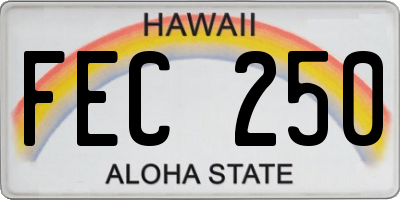 HI license plate FEC250
