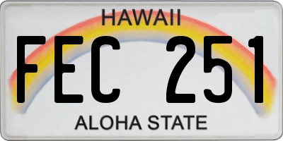 HI license plate FEC251
