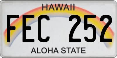 HI license plate FEC252