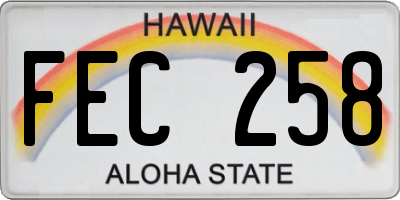 HI license plate FEC258