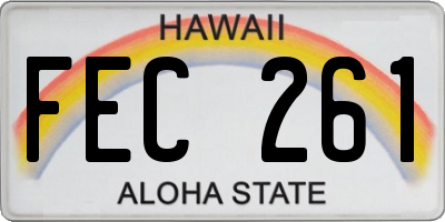 HI license plate FEC261