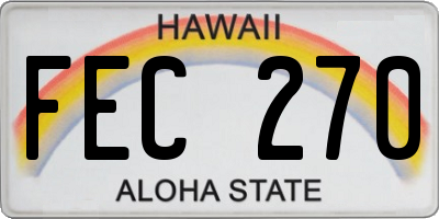 HI license plate FEC270
