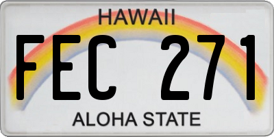 HI license plate FEC271