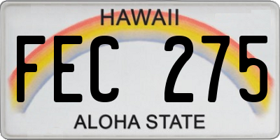 HI license plate FEC275