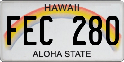 HI license plate FEC280