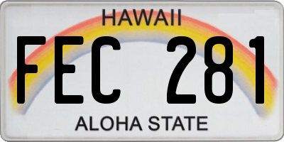 HI license plate FEC281