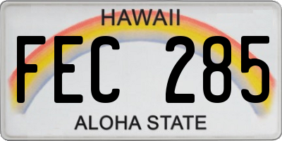 HI license plate FEC285