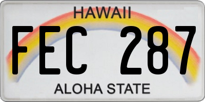 HI license plate FEC287