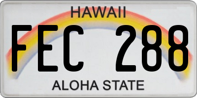 HI license plate FEC288