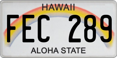 HI license plate FEC289
