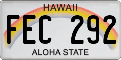 HI license plate FEC292