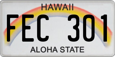 HI license plate FEC301