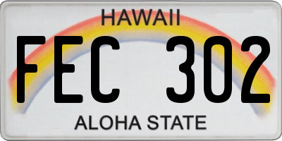HI license plate FEC302