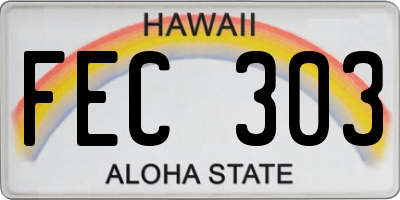 HI license plate FEC303