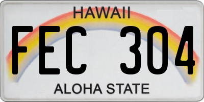 HI license plate FEC304