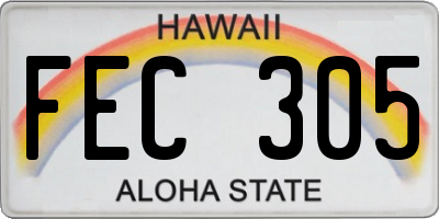 HI license plate FEC305