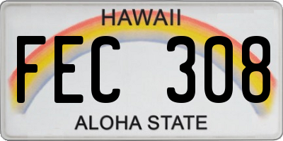 HI license plate FEC308