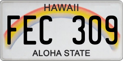 HI license plate FEC309