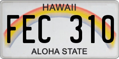 HI license plate FEC310
