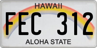 HI license plate FEC312