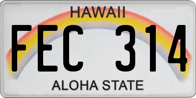 HI license plate FEC314