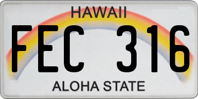 HI license plate FEC316