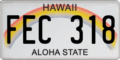 HI license plate FEC318