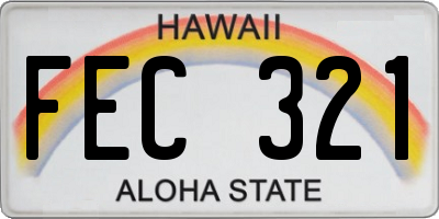 HI license plate FEC321