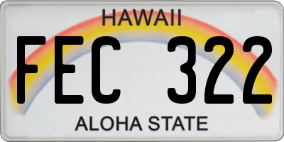 HI license plate FEC322