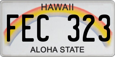 HI license plate FEC323