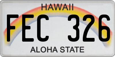HI license plate FEC326