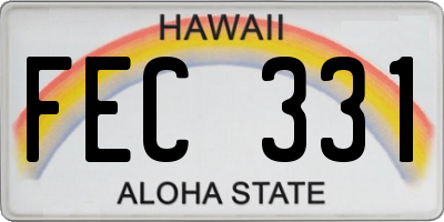 HI license plate FEC331