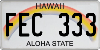 HI license plate FEC333