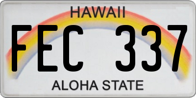 HI license plate FEC337