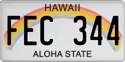 HI license plate FEC344