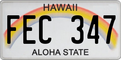 HI license plate FEC347