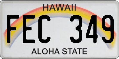 HI license plate FEC349